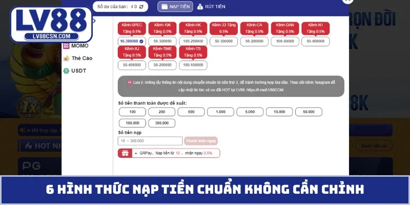 6 hình thức nạp tiền chuẩn không cần chỉnh