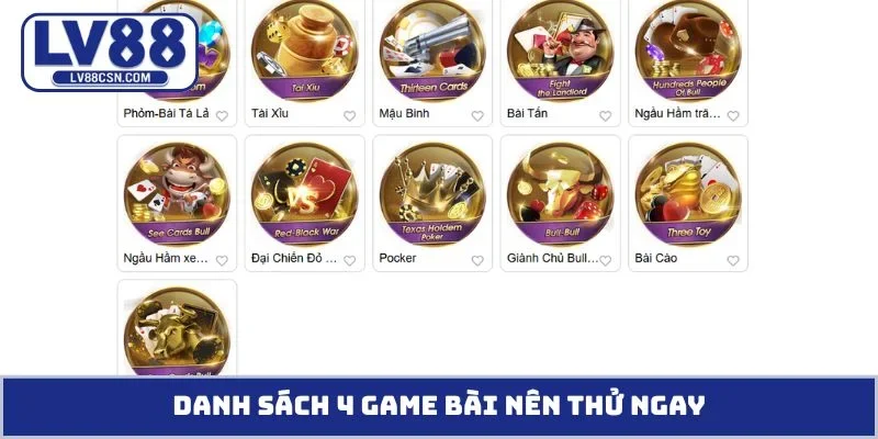 Danh sách 4 game bài nên thử ngay
