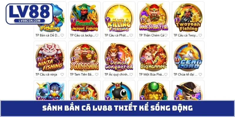 Sảnh bắn cá LV88 thiết kế sống động